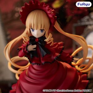 FuRyu Rozen Maiden Trio-Try-iT Figur von Shinku im roten Rüschenkleid mit passender Haube und blonden Ringellocken.