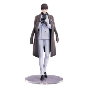 Good Smile Company Pop Up Parade Figur von Mo Xu aus Love&Producer im hellen Anzug mit dunklem Mantel und Handschuhen.
