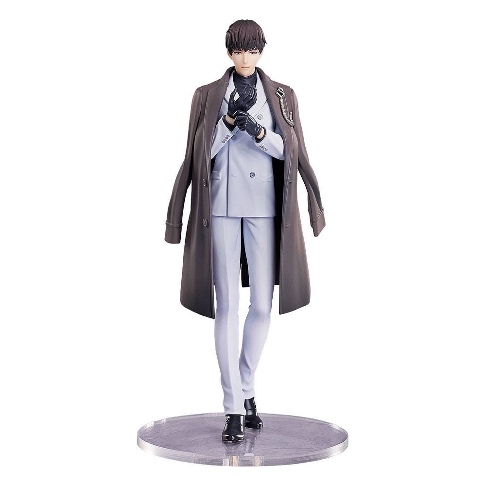 Good Smile Company Pop Up Parade Figur von Mo Xu aus Love&Producer im hellen Anzug mit dunklem Mantel und Handschuhen.