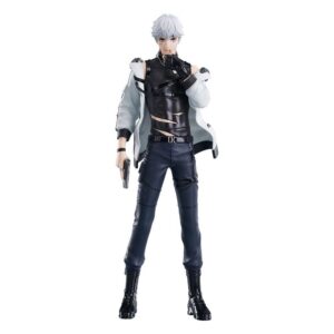 Good Smile Company Pop Up Parade Figur von Qiluo Zhou aus Love&Producer in schwarzem Outfit mit weißer Jacke und Pistole.
