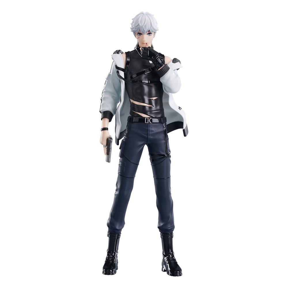 Good Smile Company Pop Up Parade Figur von Qiluo Zhou aus Love&Producer in schwarzem Outfit mit weißer Jacke und Pistole.