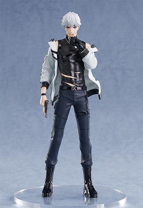 Good Smile Company Pop Up Parade Figur von Qiluo Zhou aus Love&Producer in schwarzem Outfit mit weißer Jacke und Pistole.