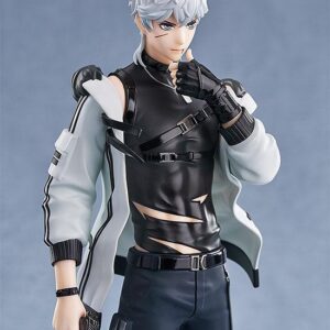 Good Smile Company Pop Up Parade Figur von Qiluo Zhou aus Love&Producer in schwarzem Outfit mit weißer Jacke und Pistole.