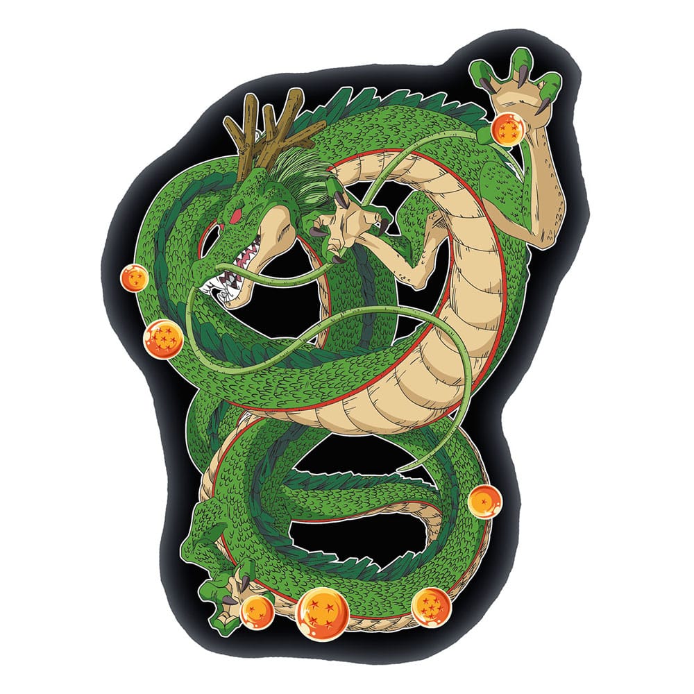 Dragon Ball Z Dekokissen von Shenlong in Konturform umgeben von den sieben Dragon Balls.