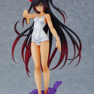 Max Factory Pop Up Parade Figur von Nemesis aus To LOVE-Ru Darkness im weißen Badeanzug mit Dango-Spieß und langen Haaren.