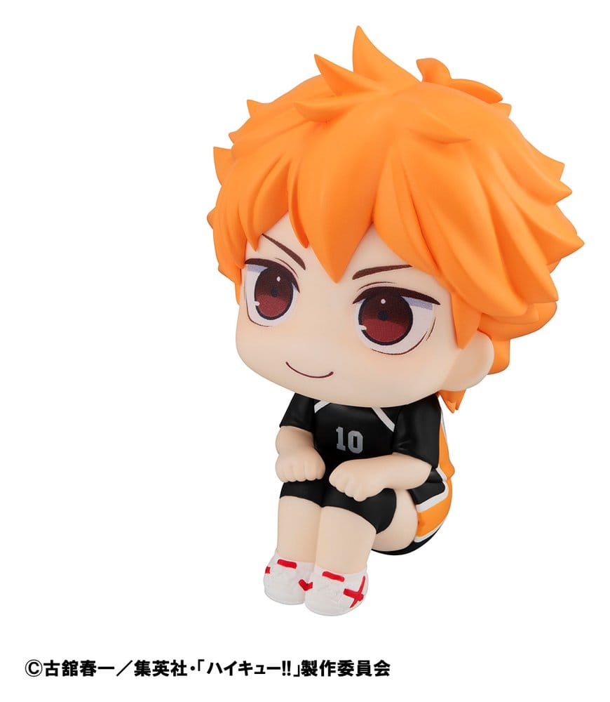 MegaHouse Haikyuu Look Up Chibi-Figur von Shoyo Hinata im schwarzen Trikot mit Nummer 10 und nach oben gerichtetem Blick.