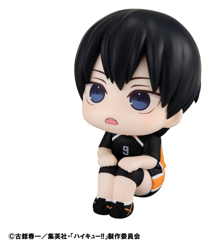 MegaHouse Haikyuu Look Up Chibi-Figur von Tobio Kageyama in schwarzem Trikot mit Nummer 9 und aufwärts gerichtetem Blick.