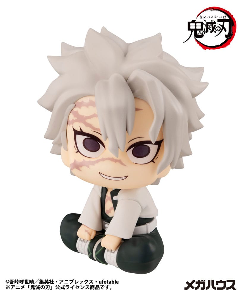 MegaHouse Demon Slayer Look Up Chibi-Figur von Sanemi Shinazugawa mit Narben im Gesicht und nach oben gerichtetem Blick.