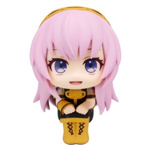 MegaHouse Vocaloid Look Up Chibi-Figur von Megurine Luka mit rosa Haaren und nach oben gerichtetem Blick.