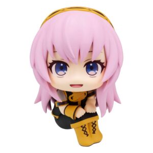 MegaHouse Vocaloid Look Up Chibi-Figur von Megurine Luka mit rosa Haaren und nach oben gerichtetem Blick.