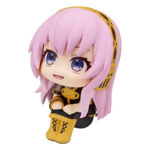 MegaHouse Vocaloid Look Up Chibi-Figur von Megurine Luka mit rosa Haaren und nach oben gerichtetem Blick.