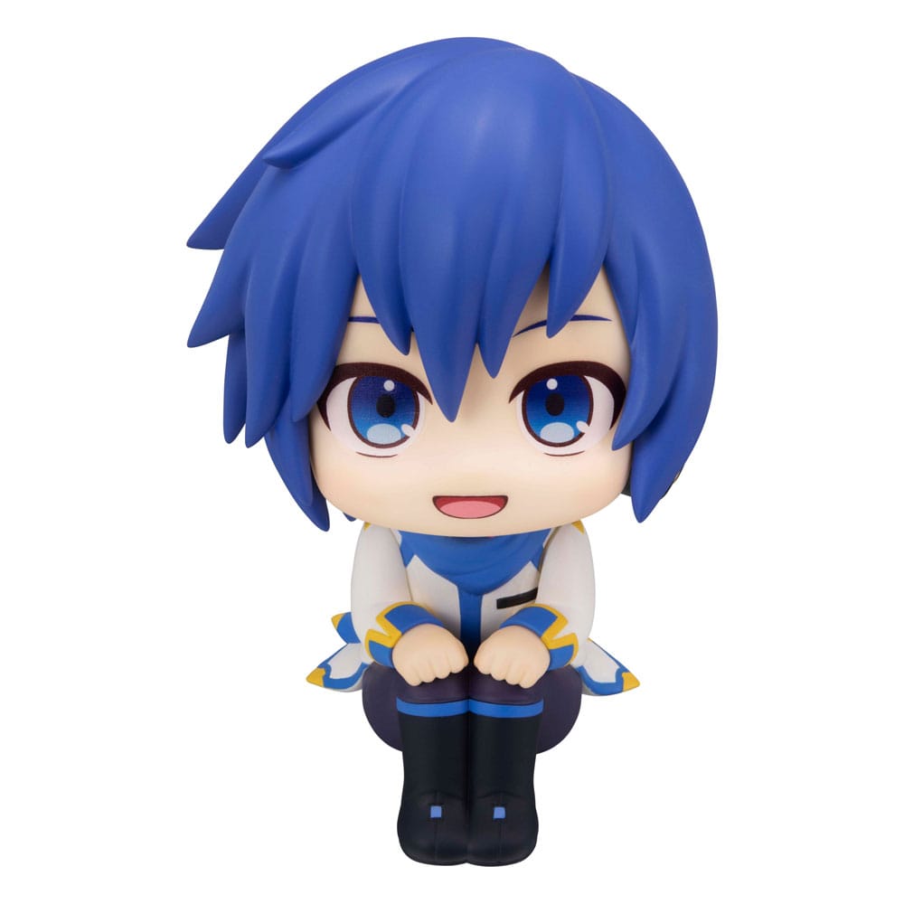 MegaHouse Vocaloid Look Up Chibi-Figur von Kaito mit blauen Haaren, Schal und nach oben gerichtetem Blick.