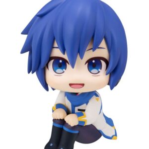 MegaHouse Vocaloid Look Up Chibi-Figur von Kaito mit blauen Haaren, Schal und nach oben gerichtetem Blick.