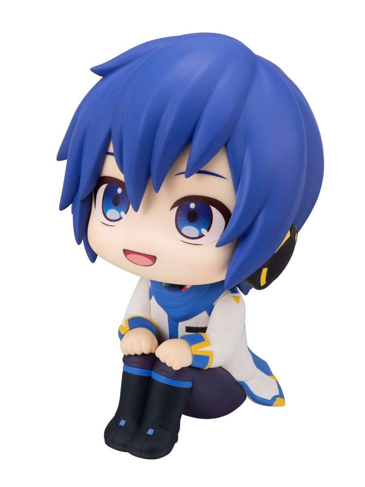 MegaHouse Vocaloid Look Up Chibi-Figur von Kaito mit blauen Haaren, Schal und nach oben gerichtetem Blick.