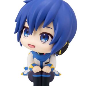 MegaHouse Vocaloid Look Up Chibi-Figur von Kaito mit blauen Haaren, Schal und nach oben gerichtetem Blick.