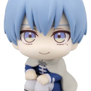 MegaHouse Frieren Look Up Chibi-Figur von Himmel mit blauem Haar, Heldenumhang und nach oben gerichtetem Blick.