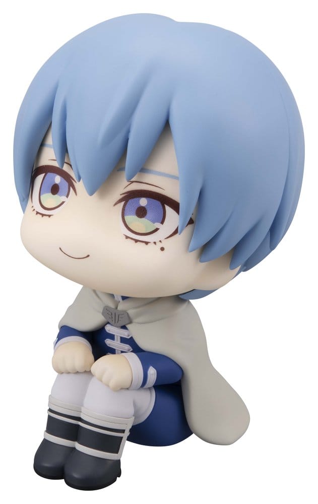 MegaHouse Frieren Look Up Chibi-Figur von Himmel mit blauem Haar, Heldenumhang und nach oben gerichtetem Blick.