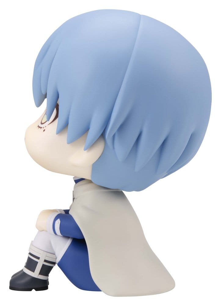 MegaHouse Frieren Look Up Chibi-Figur von Himmel mit blauem Haar, Heldenumhang und nach oben gerichtetem Blick.