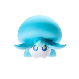 Genshin Impact Lampe im Design eines hellblauen Floating Hydro Fungus mit großen Augen auf weißem Hintergrund.