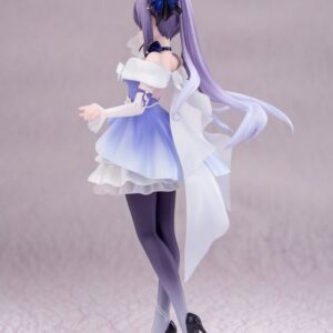 Genshin Impact Figur von Keqing im violett-weißen Opulent Splendor Abendkleid auf runder Standbasis.