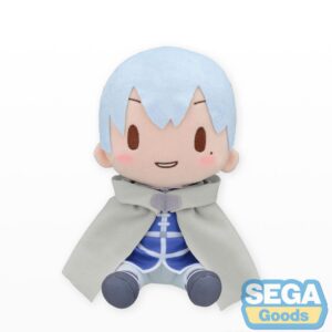 SEGA Fuwa Petit Plüschfigur von Himmel aus Frieren im blauen Helden-Outfit mit grauem Umhang.
