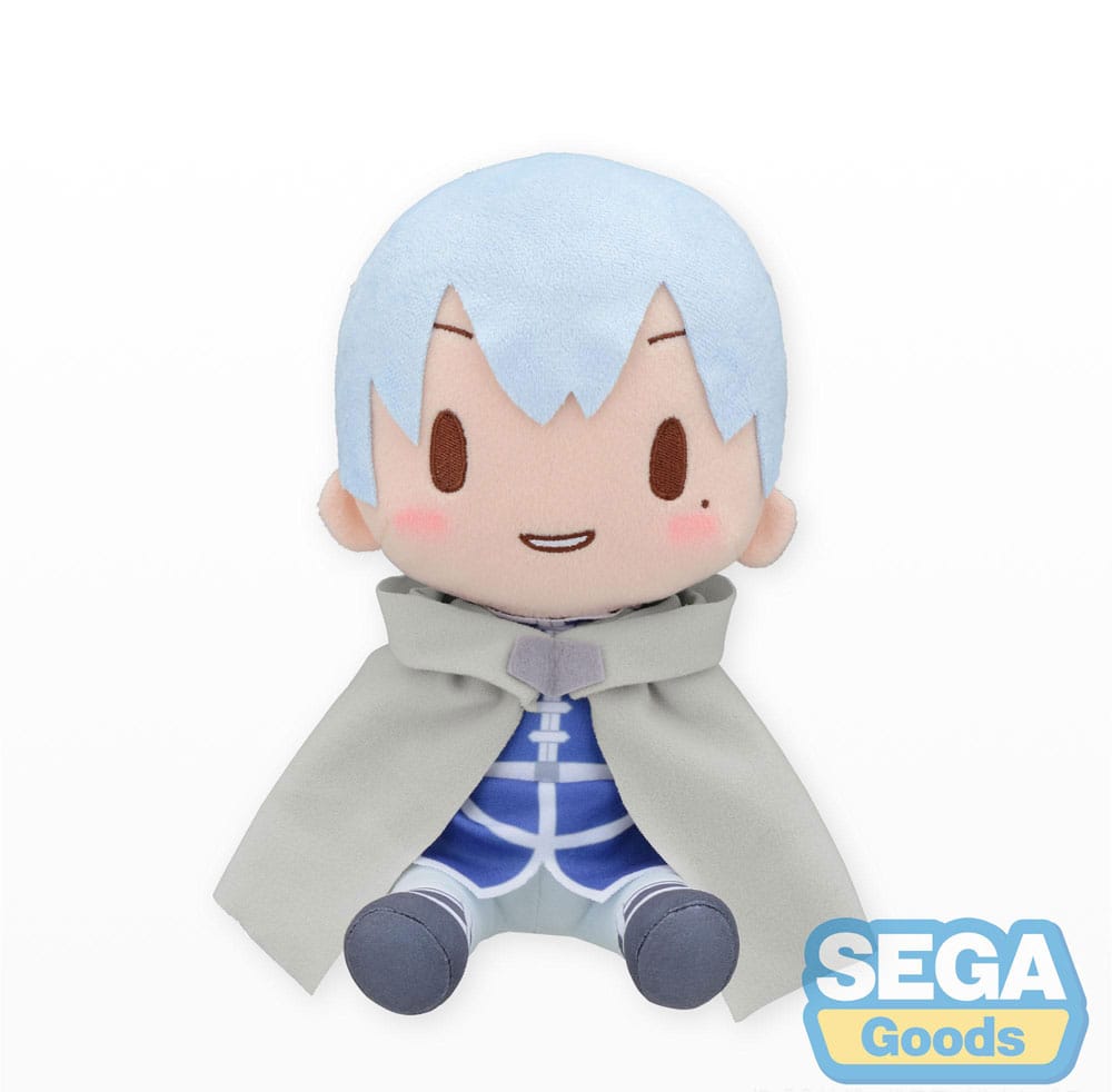 SEGA Fuwa Petit Plüschfigur von Himmel aus Frieren im blauen Helden-Outfit mit grauem Umhang.