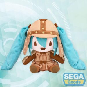 SEGA Fuwa Petit Plüschfigur von Hatsune Miku im braunen Haniwa-Outfit mit passender Mütze.