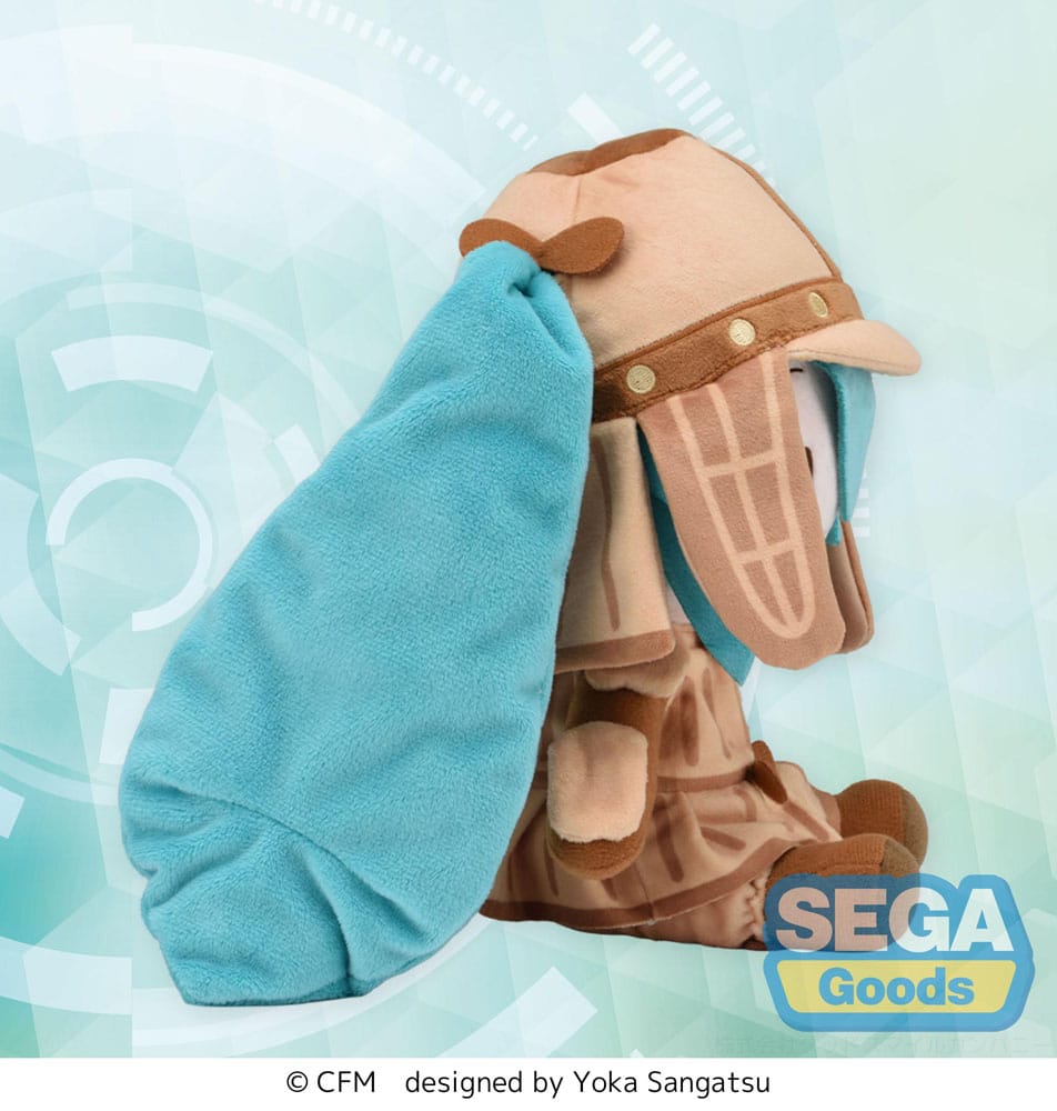 SEGA Fuwa Petit Plüschfigur von Hatsune Miku im braunen Haniwa-Outfit mit passender Mütze.