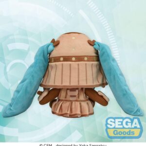 SEGA Fuwa Petit Plüschfigur von Hatsune Miku im braunen Haniwa-Outfit mit passender Mütze.