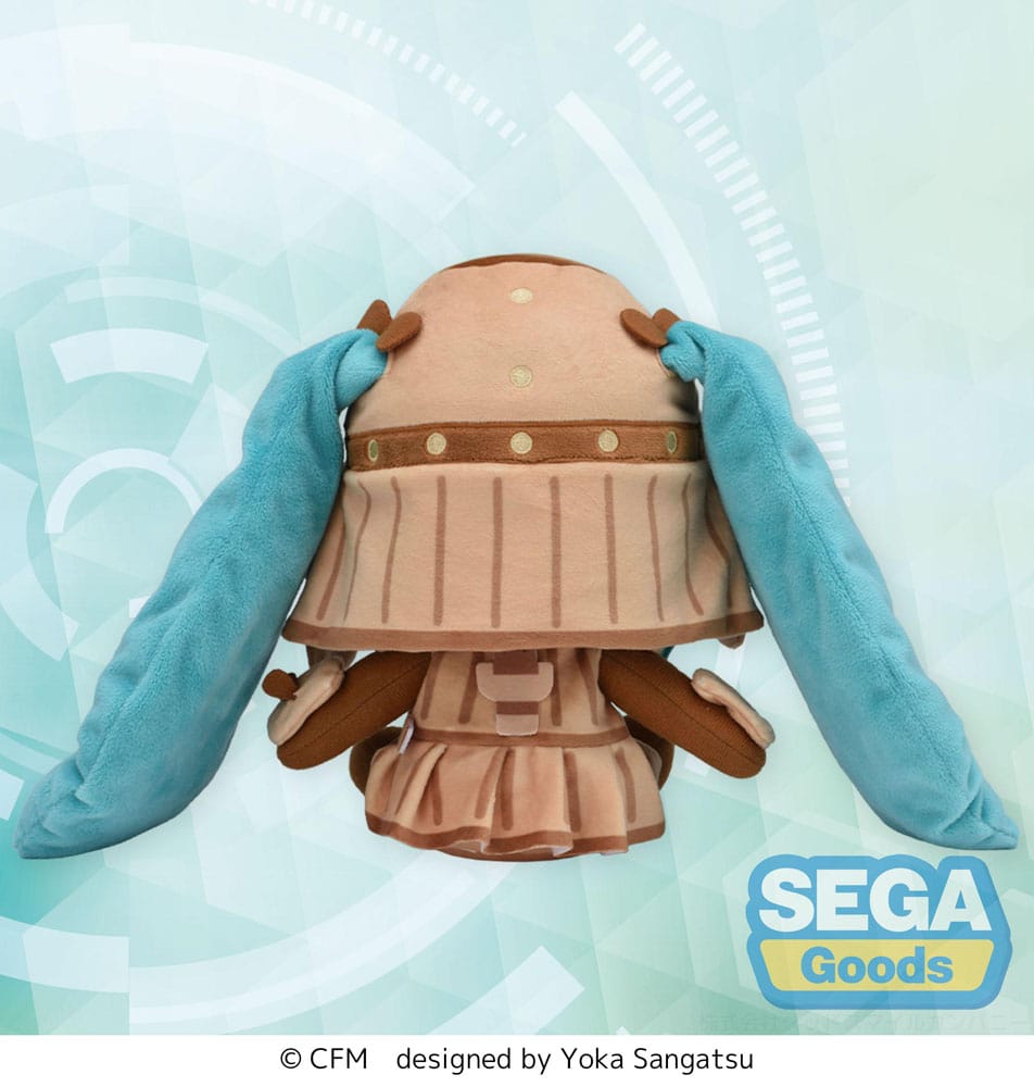 SEGA Fuwa Petit Plüschfigur von Hatsune Miku im braunen Haniwa-Outfit mit passender Mütze.