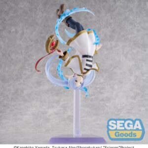 SEGA Frieren Flower Dance Figur von Frieren in schwebender Überkopf-Pose mit Magie-Effekten und Zauberstab.